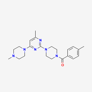 molecular formula C22H30N6O B11252614 4-Methyl-2-[4-(4-methylbenzoyl)piperazin-1-yl]-6-(4-methylpiperazin-1-yl)pyrimidine 