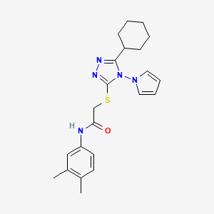 molecular formula C22H27N5OS B11252622 2-{[5-cyclohexyl-4-(1H-pyrrol-1-yl)-4H-1,2,4-triazol-3-yl]sulfanyl}-N-(3,4-dimethylphenyl)acetamide 