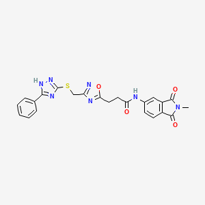 molecular formula C23H19N7O4S B11252631 N-(2-methyl-1,3-dioxo-2,3-dihydro-1H-isoindol-5-yl)-3-(3-{[(5-phenyl-4H-1,2,4-triazol-3-yl)sulfanyl]methyl}-1,2,4-oxadiazol-5-yl)propanamide 