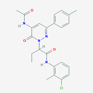 molecular formula C24H25ClN4O3 B11252632 2-[5-(acetylamino)-3-(4-methylphenyl)-6-oxopyridazin-1(6H)-yl]-N-(3-chloro-2-methylphenyl)butanamide 