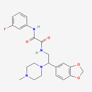 molecular formula C22H25FN4O4 B11252665 N-[2-(2H-1,3-Benzodioxol-5-YL)-2-(4-methylpiperazin-1-YL)ethyl]-N'-(3-fluorophenyl)ethanediamide 