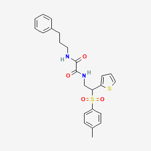 molecular formula C24H26N2O4S2 B11252736 N-[2-(4-methylbenzenesulfonyl)-2-(thiophen-2-yl)ethyl]-N'-(3-phenylpropyl)ethanediamide 