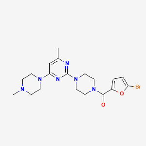 molecular formula C19H25BrN6O2 B11252872 (5-Bromofuran-2-yl)(4-(4-methyl-6-(4-methylpiperazin-1-yl)pyrimidin-2-yl)piperazin-1-yl)methanone 