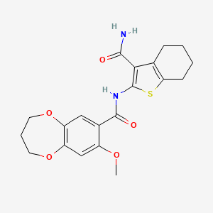 molecular formula C20H22N2O5S B11252876 N-(3-carbamoyl-4,5,6,7-tetrahydro-1-benzothiophen-2-yl)-8-methoxy-3,4-dihydro-2H-1,5-benzodioxepine-7-carboxamide 