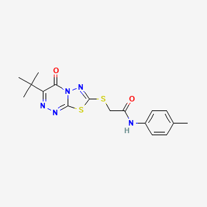 2-({3-Tert-butyl-4-oxo-4H-[1,3,4]thiadiazolo[2,3-C][1,2,4]triazin-7-YL}sulfanyl)-N-(4-methylphenyl)acetamide