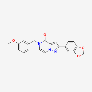 molecular formula C21H17N3O4 B11252963 2-(1,3-benzodioxol-5-yl)-5-(3-methoxybenzyl)pyrazolo[1,5-a]pyrazin-4(5H)-one 