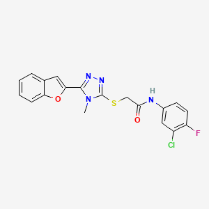 2-{[5-(1-benzofuran-2-yl)-4-methyl-4H-1,2,4-triazol-3-yl]sulfanyl}-N-(3-chloro-4-fluorophenyl)acetamide