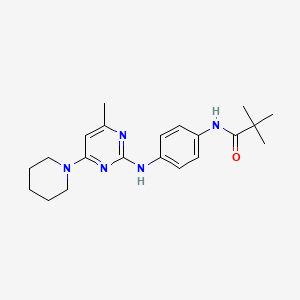 molecular formula C21H29N5O B11253008 N-(4-((4-methyl-6-(piperidin-1-yl)pyrimidin-2-yl)amino)phenyl)pivalamide 