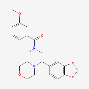 molecular formula C21H24N2O5 B11253023 N-[2-(1,3-benzodioxol-5-yl)-2-(morpholin-4-yl)ethyl]-3-methoxybenzamide 