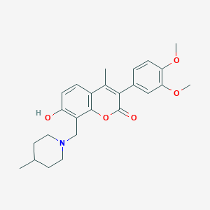 3-(3,4-dimethoxyphenyl)-7-hydroxy-4-methyl-8-[(4-methylpiperidin-1-yl)methyl]-2H-chromen-2-one