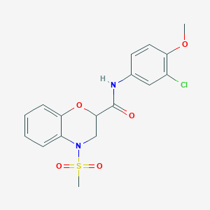 N-(3-chloro-4-methoxyphenyl)-4-(methylsulfonyl)-3,4-dihydro-2H-1,4-benzoxazine-2-carboxamide