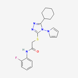 2-{[5-cyclohexyl-4-(1H-pyrrol-1-yl)-4H-1,2,4-triazol-3-yl]sulfanyl}-N-(2-fluorophenyl)acetamide