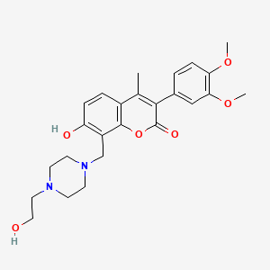 molecular formula C25H30N2O6 B11253109 3-(3,4-dimethoxyphenyl)-7-hydroxy-8-{[4-(2-hydroxyethyl)piperazin-1-yl]methyl}-4-methyl-2H-chromen-2-one 