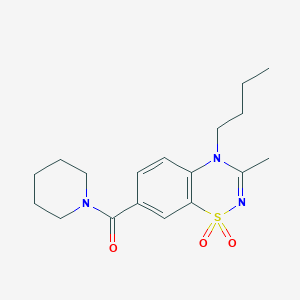 molecular formula C18H25N3O3S B11253116 (4-butyl-3-methyl-1,1-dioxido-4H-1,2,4-benzothiadiazin-7-yl)(piperidin-1-yl)methanone 