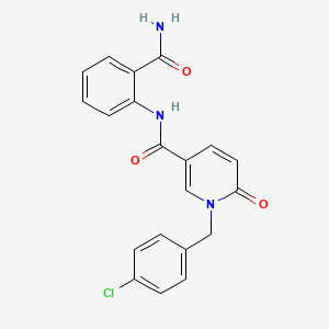 molecular formula C20H16ClN3O3 B11253121 N-(2-carbamoylphenyl)-1-(4-chlorobenzyl)-6-oxo-1,6-dihydropyridine-3-carboxamide 