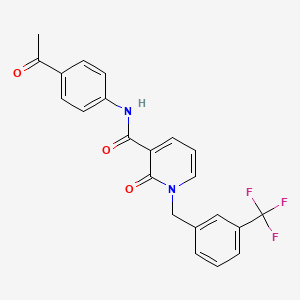 molecular formula C22H17F3N2O3 B11253147 N-(4-acetylphenyl)-2-oxo-1-(3-(trifluoromethyl)benzyl)-1,2-dihydropyridine-3-carboxamide 