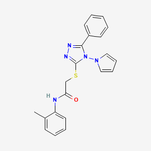 molecular formula C21H19N5OS B11253150 N-(2-methylphenyl)-2-{[5-phenyl-4-(1H-pyrrol-1-yl)-4H-1,2,4-triazol-3-yl]sulfanyl}acetamide 