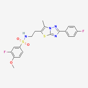 molecular formula C20H18F2N4O3S2 B11253155 3-fluoro-N-{2-[2-(4-fluorophenyl)-6-methyl-[1,2,4]triazolo[3,2-b][1,3]thiazol-5-yl]ethyl}-4-methoxybenzene-1-sulfonamide 