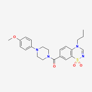 molecular formula C22H26N4O4S B11253156 (1,1-dioxido-4-propyl-4H-1,2,4-benzothiadiazin-7-yl)[4-(4-methoxyphenyl)piperazin-1-yl]methanone 