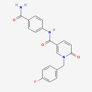 molecular formula C20H16FN3O3 B11253171 N-(4-carbamoylphenyl)-1-(4-fluorobenzyl)-6-oxo-1,6-dihydropyridine-3-carboxamide 