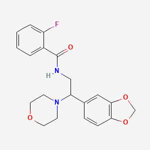 molecular formula C20H21FN2O4 B11253187 N-[2-(1,3-benzodioxol-5-yl)-2-(morpholin-4-yl)ethyl]-2-fluorobenzamide 