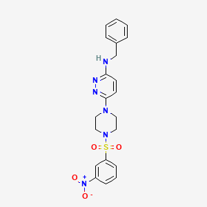 molecular formula C21H22N6O4S B11253197 N-benzyl-6-(4-((3-nitrophenyl)sulfonyl)piperazin-1-yl)pyridazin-3-amine 