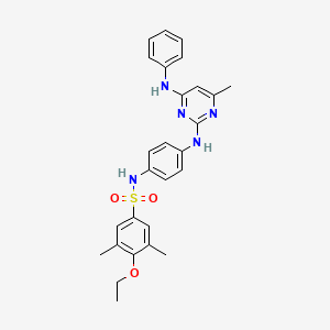 molecular formula C27H29N5O3S B11253204 4-ethoxy-3,5-dimethyl-N-(4-((4-methyl-6-(phenylamino)pyrimidin-2-yl)amino)phenyl)benzenesulfonamide 