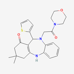 molecular formula C25H29N3O3S B11253222 3,3-dimethyl-10-[2-(morpholin-4-yl)-2-oxoethyl]-11-(thiophen-2-yl)-2,3,4,5,10,11-hexahydro-1H-dibenzo[b,e][1,4]diazepin-1-one 