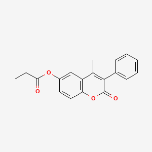 molecular formula C19H16O4 B11253226 4-methyl-2-oxo-3-phenyl-2H-chromen-6-yl propanoate 