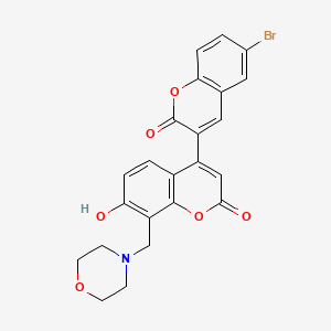 molecular formula C23H18BrNO6 B11253242 6-bromo-7'-hydroxy-8'-(morpholinomethyl)-2H,2'H-[3,4'-bichromene]-2,2'-dione 