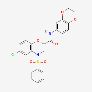 6-chloro-N-(2,3-dihydro-1,4-benzodioxin-6-yl)-4-(phenylsulfonyl)-3,4-dihydro-2H-1,4-benzoxazine-2-carboxamide