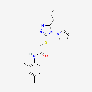 molecular formula C19H23N5OS B11253277 N-(2,4-dimethylphenyl)-2-{[5-propyl-4-(1H-pyrrol-1-yl)-4H-1,2,4-triazol-3-yl]sulfanyl}acetamide 