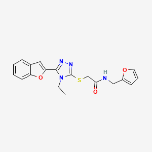 molecular formula C19H18N4O3S B11253299 2-{[5-(1-benzofuran-2-yl)-4-ethyl-4H-1,2,4-triazol-3-yl]sulfanyl}-N-(furan-2-ylmethyl)acetamide 