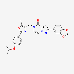 2-(benzo[d][1,3]dioxol-5-yl)-5-((2-(4-isopropoxyphenyl)-5-methyloxazol-4-yl)methyl)pyrazolo[1,5-a]pyrazin-4(5H)-one