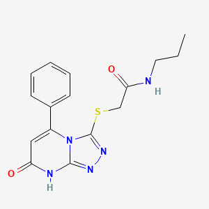 molecular formula C16H17N5O2S B11253335 2-({7-Oxo-5-phenyl-7H,8H-[1,2,4]triazolo[4,3-A]pyrimidin-3-YL}sulfanyl)-N-propylacetamide 