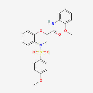 N-(2-methoxyphenyl)-4-[(4-methoxyphenyl)sulfonyl]-3,4-dihydro-2H-1,4-benzoxazine-2-carboxamide