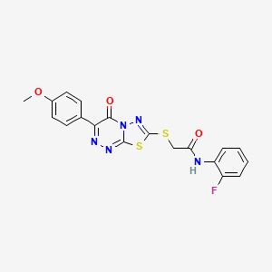 molecular formula C19H14FN5O3S2 B11253394 N-(2-fluorophenyl)-2-{[3-(4-methoxyphenyl)-4-oxo-4H-[1,3,4]thiadiazolo[2,3-c][1,2,4]triazin-7-yl]sulfanyl}acetamide 