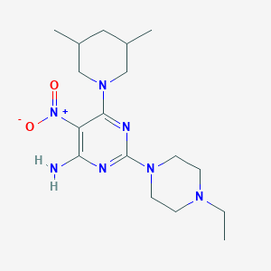 molecular formula C17H29N7O2 B11253455 6-(3,5-Dimethylpiperidin-1-yl)-2-(4-ethylpiperazin-1-yl)-5-nitropyrimidin-4-amine 