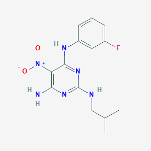 molecular formula C14H17FN6O2 B11253473 N~4~-(3-fluorophenyl)-N~2~-(2-methylpropyl)-5-nitropyrimidine-2,4,6-triamine 