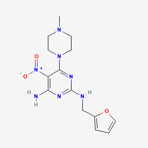 molecular formula C14H19N7O3 B11253483 N2-[(furan-2-yl)methyl]-6-(4-methylpiperazin-1-yl)-5-nitropyrimidine-2,4-diamine 