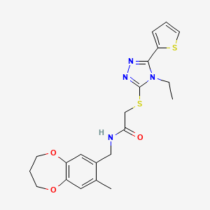 2-{[4-ethyl-5-(thiophen-2-yl)-4H-1,2,4-triazol-3-yl]sulfanyl}-N-[(8-methyl-3,4-dihydro-2H-1,5-benzodioxepin-7-yl)methyl]acetamide