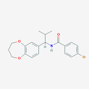 molecular formula C20H22BrNO3 B11253572 4-bromo-N-[1-(3,4-dihydro-2H-1,5-benzodioxepin-7-yl)-2-methylpropyl]benzamide 