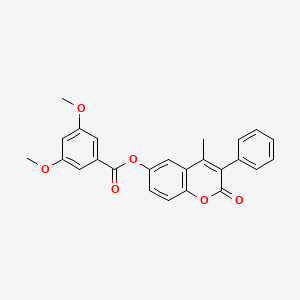 molecular formula C25H20O6 B11253622 4-methyl-2-oxo-3-phenyl-2H-chromen-6-yl 3,5-dimethoxybenzoate 