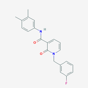 molecular formula C21H19FN2O2 B11253624 N-(3,4-dimethylphenyl)-1-(3-fluorobenzyl)-2-oxo-1,2-dihydropyridine-3-carboxamide 