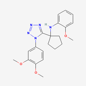 molecular formula C21H25N5O3 B11253710 N-{1-[1-(3,4-dimethoxyphenyl)-1H-tetrazol-5-yl]cyclopentyl}-2-methoxyaniline 