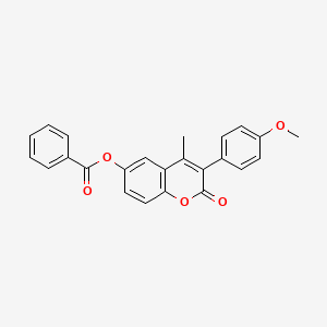 molecular formula C24H18O5 B11253789 3-(4-methoxyphenyl)-4-methyl-2-oxo-2H-chromen-6-yl benzoate 