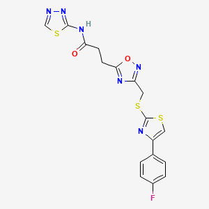 3-[3-({[4-(4-fluorophenyl)-1,3-thiazol-2-yl]sulfanyl}methyl)-1,2,4-oxadiazol-5-yl]-N-(1,3,4-thiadiazol-2-yl)propanamide