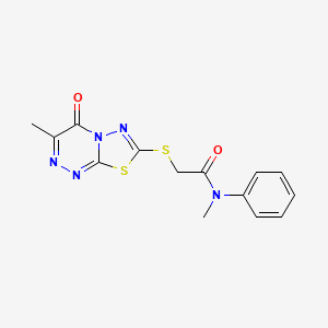 molecular formula C14H13N5O2S2 B11253800 N-Methyl-2-({3-methyl-4-oxo-4H-[1,3,4]thiadiazolo[2,3-C][1,2,4]triazin-7-YL}sulfanyl)-N-phenylacetamide 