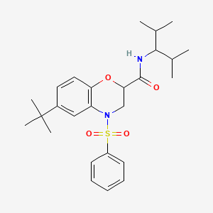 6-tert-butyl-N-(2,4-dimethylpentan-3-yl)-4-(phenylsulfonyl)-3,4-dihydro-2H-1,4-benzoxazine-2-carboxamide