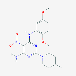 N-(2,5-dimethoxyphenyl)-2-(4-methylpiperidin-1-yl)-5-nitropyrimidine-4,6-diamine